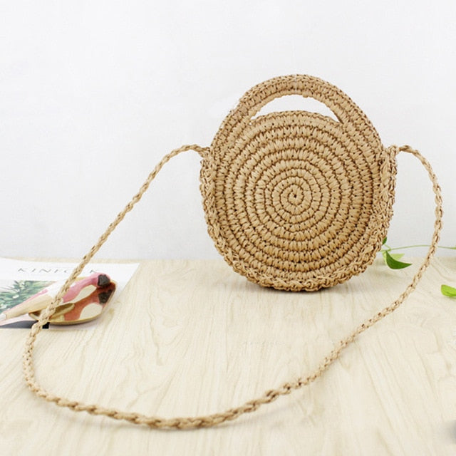 FGGS Round Paper rope Beach Bag Summer mini Vintage